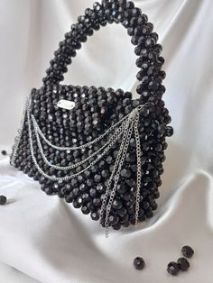 Crystal bead bag, LUXURY bead bag, Women Bead bag, Bead Bag, bag Bead bag,Crystal Bead Bag,back shoulders bag, Women handbags LORA Bead Handbag, Bead Bag, Beaded Handbag, Bag Luxury, Black Chain, Beaded Bags, Handmade Beads, Bag Bag, Bag Women