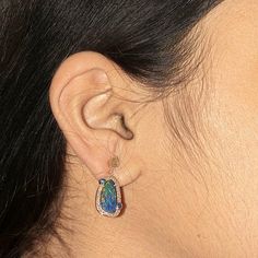 ⚫ This earrings made with natural opals, sapphire & diamonds in solid 18k yellow gold,⚫ Solid 18k Yellow Gold Blue Opal Earrings Pave Diamond Jewelry⚫ Opal Earrings, Gold Earrings, Diamond Earrings, Fine Jewelry, Sapphire Earrings, Everyday Jewelry⚫ Special customize for mother's day, Anniversary, Birthday Gift, Valentine, Mother's Day Christmas. ⚫ Item Details:Gross Wt:- 4.34 gm18k Yellow Gold Wt:- 3.67 gmDiamond Wt:- 0.72 ctBlue Sapphire Wt:- 0.05 ctBlue Opal Wt:- 2.58 ctItem Size:- 25 x 1 Blue Opal Gemstone Earrings, Blue Opal Jewelry With Gemstone Accents, Blue Opal Multi-stone Jewelry, Yellow Gold Opal Gemstone Earrings, Ear Wrap Earrings, Blue Opal Earrings, Jewelry Sapphire, Gemstone Diamond Ring, Pave Diamond Jewelry