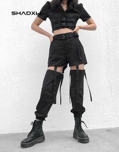 Black cargo pants womens high waisted High Waist Techwear Cargo Jeans For Streetwear, Grunge Streetwear Cargo Pants With Belt Loops, Grunge Style Cargo Pants For Streetwear, Fitted Grunge Cotton Cargo Pants, Edgy High Waist Cargo Pants For Streetwear, Fitted Cotton Cargo Pants In Grunge Style, Punk Style High Waist Cargo Pants, Edgy High Waist Cotton Cargo Pants, High Waist Cotton Techwear Pants