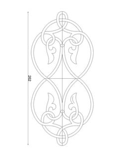 the design for an ornamental motif with three circles and two letters on each side, which are