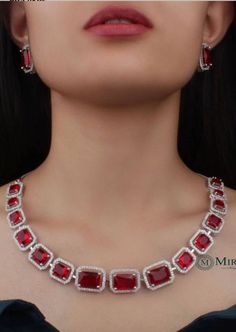 High Quality American Diamond Necklace Set With High Quality American Diamond Stones. Elegant Jewelry Sets With Chain For Gift, Party Plated Jewelry, Plated Crystal Jewelry For Parties, Crystal Plated Party Jewelry, Party Crystal Plated Jewelry, Plated Fine Jewelry For Party, Formal Silver Plated Jewelry, Fine Jewelry Necklaces With Jewels For Party, Elegant Red Chain Jewelry