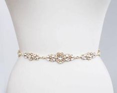 Bridal belt sash Bridal Swarovski crystal belt sash Wedding | Etsy Elegant Gold Bridal Belt For Reception, Elegant Gold Belts, Elegant Gold Bridal Accessories With Sashes, Elegant Evening Belts With Rhinestones, Elegant Formal Bridal Belt, Elegant Embellished Crystal Bridal Belt, Elegant Embellished Wedding Jewelry, Elegant Embellished Jewelry For Wedding, Glamorous Wedding Bridal Belt With Crystals