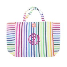 The El Pablo Beach Bag by Las Bayadas just got even better! This monogrammed beach bag makes the most beautiful gift. The classic, playful, all time favorite, rainbow colored El Pablo beach tote will have you beach ready! You can't have bad time wherever you go with this bag, it is just makes people happy! You can fit all your beach essentials in it and it is super easy to pack along for holidays. Measures 18 x 8 x 26 inches 40% recycled cotton, 30% polyester, 30% acrylic Machine Wash Cold, Line Classy Bride, Bad Time, Beach Tote Bag, People Happy, Beach Essentials, Beach Ready, Personalized Embroidered, Beach Tote Bags, Beach Tote