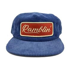 Corduroy Ramblin' Hat - Stuntin HQ Vintage Baseball Caps, Dad Fashion, Camo Hats, Blue Corduroy, Hat Patches, Punk Music, Vintage Cap, Embroidered Hats, Dad Caps