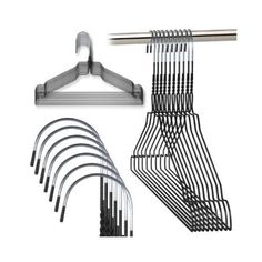 an assortment of clothes hangers and clips