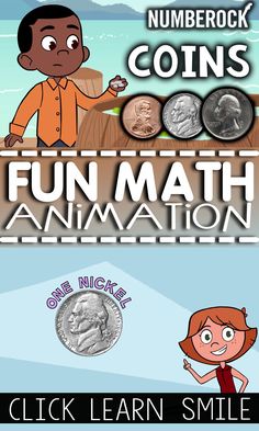 two children's books with the title, fun math animation and an image of a man