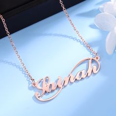 Production Day: 5-7 Days Package: 1 Pack Custom Name Necklace Material: Made of high-quality stainless steel or 925 Silver,100% safe to sensitive skin Color: Gold/Silver/Rose Gold Chain Length: 40+5cm/45+5cm(default)/50+5cm Sweet Gift: Come with a delicate jewelry box,Box packing Dainty Suitable for all occasions: Can be used for various purposes, as a Birth commemoration, Graduation, anniversary of marriage,men's promise,wedding necklace, engagement necklace, anniversary and Valentine's Day gif Silver Name Necklace With Clavicle Chain For Birthday, Mother's Day Rose Gold Name Necklace With Adjustable Chain, Personalized Rose Gold Stainless Steel Name Necklace, Rose Gold Name Necklace In Metal, Rose Gold Metal Necklace With Name Detail, Elegant Rose Gold Stainless Steel Name Necklace, Rose Gold Metal Name Necklace For Gift, Rose Gold Metal Name Necklace As Gift, Rose Gold Name Necklace In Stainless Steel