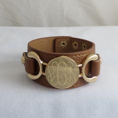 Gold Leather Monogram Bracelet  Initial Bracelet by tiposcreations Personalized Adjustable Cuff Bracelet, Elegant Adjustable Engraved Leather Bracelet, Adjustable Stamped Leather Cuff Bracelet, Adjustable Stamped Bracelets, Adjustable Gold Leather Cuff Bracelet, Elegant Brown Personalized Jewelry, Adjustable Gold Leather Bracelet Engraved, Elegant Laser Engraved Adjustable Jewelry, Elegant Adjustable Laser Engraved Jewelry