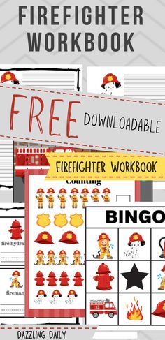 Firefighter preschool printables Firefighter Preschool Activities, Firefighter Activities, Firefighter Birthday Party, Birthday Deco, Fireman Party, Firefighter Party