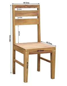 a wooden chair with measurements for the seat