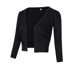 Features:Classic Solid Button Down 3/4 Sleeve Cropped Bolero Cardigan Sweater Bolero Cardigan, Bolero Shrug, Open Sweater, Cropped Cardigan Sweater, Solid Sweaters, Shrug Cardigan, Short Sleeve Cardigan, Cardigan Black, Cardigan Sweaters For Women