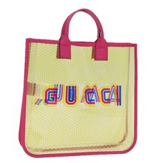 Brand : Gucci Color : Clear Material : Vinyl Size(Cm) : W33cm X H31cm X D6cm(Approx) / Handle 9 - Cm(Approx) Size(Inch) : W13.0 X H12.2 X D2.4inch(Approx) / Handle 3.5 - Inch(Approx) Style : Tote Bag Accessory : Dust Bag Product No. : 550763 Serial No. : 550763 520981 Made In : Italy Rank : B Sku : 77034 Condition : Outside : Surface : Rubbing , Slight Lose Shape Handle : Slight Rubbing Inside : Rubbing Pocket : - Corners : Slight Rubbing Odor : There Is Keeping(Storage) Smell. Other Remarks : - Gucci Multicolor Tote Bag, Designer Yellow Gucci Bag, Yellow Designer Gucci Bag, Modern White Gucci Bag, Gucci Multicolor Bag For Everyday Use, Gucci Multicolor Shoulder Bag For Daily Use, White Gucci Bag With Handles, Multicolor Gucci Shopping Bag, Gucci Shoulder Bag With Logo For Daily Use