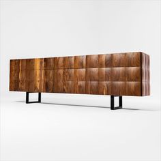 the sideboard is made out of wood and metal