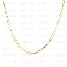 "Yes, This Necklace is made of REAL 14K Yellow Gold Unlike many other listings, at Goldmania we stand behind the quality of our products and sell what is stated in our listings titles and descriptions  14K Yellow Gold Paperclip Link Chain Necklace, 2.7mm Thick , 18\" 24\" Inch, Real Gold Chain, Rectangle Link Chain, Long Link Chain, Women  Shop our 14K Chains https://www.etsy.com/shop/GOLDMANIA?ref=seller-platform-mcnav§ion_id=25537827  Shop On Sale items https://www.etsy.com/shop/GOLDMANIA?ref= Yellow Gold Oblong Necklaces For Formal Occasions, Formal Rectangular Cable Chain Necklace, Yellow Gold Jewelry With Cable Chain In Rectangular Shape, Formal Oblong Yellow Gold Necklace, Gold Chain Necklace With Rectangular Cable Chain Pendant, Formal Figaro Chain Rectangular Necklace, Modern Rectangular Figaro Chain Jewelry, Formal Rectangular Figaro Chain Jewelry, Formal Rectangular Figaro Chain Necklace