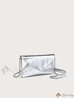 Bird in Bag - Fashionable Chain Shoulder Bag with Flap Party Envelope Shoulder Bag With Chain Strap, Chic Envelope Shoulder Bag For Evening, Chic Party Shoulder Bag With Magnetic Closure, Trendy Party Bags With Magnetic Closure, Modern Party Bag With Chain Detail, Trendy Silver Shoulder Bag With Chain Strap, Trendy Silver Evening Bag With Chain, Trendy Silver Chain Evening Bag, Modern Bags With Chain Strap For Party