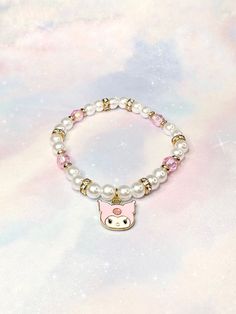 The Pink Kutie Bracelet is an adorable variation of KuromÍ's aesthetic while also being stylish & wearable. Made with accent iridescent pink beads, these beads shimmer and have hints of purple in certain lights.  The gold accents and rhinestones truly highlight the pinks within the bracelet ♡ ☾ ✧.* -6.5 inches (stretchy band) *.✧ ☾  ･ ｡ﾟ☆: *.☽ .* :☆ﾟ.  Handmade with love & moon magic ♡  ･ ｡ﾟ☆: *.☽ .* :☆ﾟ.  - (In CANADA) I ship through lettermail in order to provide free shipping and trying to ke Kawaiicore Aesthetic, Love Moon, Best Friend Love, Bracelet Ideas, Moon Magic, Pink Beads, Pretty Jewellery, Post Office, The Pink