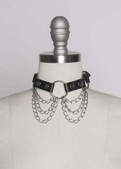 Apatico - Draped Chains Choker Collar - Vegan Leather Necklace - Pvc Choker Chain Jewelry For Night Out, Edgy Metal Chain Link Choker, Edgy Choker With Adjustable Chain, Edgy Party Choker With Adjustable Chain, Adjustable Punk Style Chain Choker, Adjustable Gothic Chain Choker, Adjustable Gothic Choker With Chain, Gothic Silver Chain Choker, Gothic Editorial