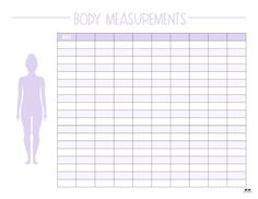 the body measurements chart is shown in purple