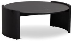 a black table with an oval design on the top and one section at the bottom