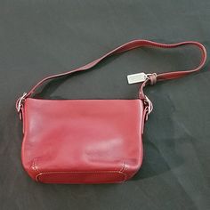 Brand New No Tags Vintage Small Cherry Red Leather Coach Bag Top Zip & Handle W=7 1/2 L=5 1/4 Red Crossbody Shoulder Bag With Silver-tone Hardware, Daily Use Red Shoulder Bag With Silver-tone Hardware, Classic Red Satchel With Soft Leather, Everyday Red Shoulder Bag With Silver-tone Hardware, Red Shoulder Bag With Silver-tone Hardware For Everyday, Burgundy Shoulder Bag With Silver-tone Hardware, Formal Red Soft Leather Shoulder Bag, Red Tote Shoulder Bag With Silver-tone Hardware, Red Satchel Shoulder Bag With Silver-tone Hardware