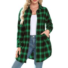 Cueply Long Sleeve Plaid Shirts Shacket Jacket for Women Oversized Work Tunic Tops Details: Enjoy a relaxed, long-sleeved design crafted from soft brushed polyester-cotton, perfect for all-day wear. Practical Pockets: Equipped with two handy side pockets for storing essentials like keys or a phone while on the go. Chic pattern: Enhances your wardrobe with a classic checkered pattern that never goes out of style, suitable for various occasions. SIZE S: Length--34.80", Shoulder--24.21", Bust--41.3 Plaid Long Sleeve Flannel Shirt, Long Sleeve Plaid Flannel Shirt, Long Sleeve Flannel Shirt For Fall, Fall Long Sleeve Flannel Shirt, Long Sleeve Flannel Shacket With Button Closure, Casual Long Sleeve Winter Flannel Shirt, Plaid Long Sleeve Flannel Shirt With Button Closure, Plaid Cotton Long Sleeve Outerwear, Flannel Long Sleeve Shacket With Pockets