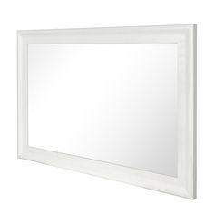 a white framed mirror on a wall