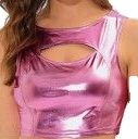 Metallic Sleeveless Trendy Top, Shiny Tank Top For Party Season, Glamorous Shiny Sleeveless Tops, Glamorous Shiny Tank Top For Party, Glamorous Metallic Tank Top For Party Season, Metallic Stretch Tank Top For Party, Shiny Sleeveless Tank Top For Party, Glamorous Sleeveless Shiny Top, Metallic Sleeveless Tops For Party Season