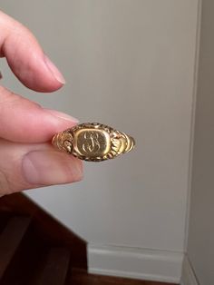 Selling an assortment of antique jewelry that I have hunted for and gathered from all over the world to offer you.  Some examples seen in the group photo.   ABOUT: Antique signet ring in rich 18k gold with embossed designs -  lovely, detailed gold work. This old beauty is from the early 1800s Georgian era. It has ornate initials engraved but I'm not exactly sure which, maybe C S ? Makes a striking and unique stacker with a great antique appearance. This French antique piece from the Georgian era is one I purchased in Paris. French hallmarks for 18k. Antique box is not included.  Listing is for the one ring with the others in the stack shown for color comparison and scale. Really nice condition, still sturdy, some surface wear but beautiful antique patina in the recesses to make the design Ornate Luxury Engraved Ceremonial Ring, Luxury Vintage Engraved Ring For Ceremonial Occasions, Traditional Luxury Engraved Collectible Ring, Luxury Classic Ceremonial Engraved Ring, Classic Luxury Gold Plated Engraved Ring, Luxury Antique Initial Ring For Formal Occasions, Luxury Traditional Engraved Ring Collectible, Classic Luxury Engraved Ring With Gemstone, Luxury Formal Engraved Gemstone Ring