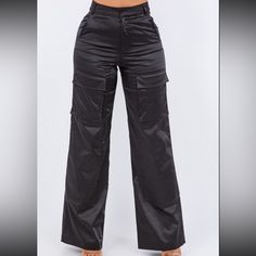 * Satin * Cargo Pants * Polyester 63% * Cotton 35% * Spandex 2% High Waist Pants With Cargo Pockets For Night Out, High-waist Cargo Pants With Pockets For Night Out, High Waist Cargo Pants With Pockets For Night Out, High-waisted Pants With Pockets For Night Out, Fitted Wide Leg Cargo Pants For Night Out, Trendy Cargo Pocket Pants For Night Out, Trendy Pants With Cargo Pockets For Night Out, Night Out High-waisted Pants With Pockets, Fitted Cargo Trousers For Night Out