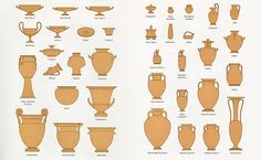 an old book with different types of vases