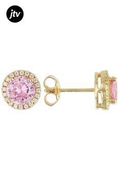 Bella Luce �� pink and white diamond simulants 2.80ctw round, Eterno��� 18k yellow gold over sterling silver earrings. Measures approximately 0.31" L x 0.31" W and have push backings. The diamond equivalent weight is 1.88ctw. Diamond Simulant, White Diamond, Pink And White, Sterling Silver Earrings, Silver Earrings, Cubic Zirconia, Yellow Gold, Sterling Silver, Yellow