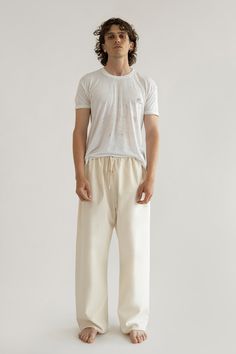 LAZY LOVER PANT NATURAL | Orseund Iris Casual Cotton Wide Leg Pants With Straight Hem, Cotton Wide-leg Sweatpants For Lounging, Relaxed Cotton Straight Pants, Relaxed Straight Cotton Pants, Everyday Cotton Wide-leg Pants, Relaxed Fit Cotton Bottoms With Straight Hem, Comfortable Cotton Wide Leg Sweatpants, Relaxed Baggy Straight Leg Sweatpants, Comfortable Wide Leg Cotton Sweatpants