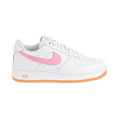 The anniversary edition colorways of the shoe have all featured throwback details such as a retro shoebox, old school NIKE AIR embroidery at the heel and a celebratory toothbrush that reads Since 1982. As for the sneaker itself, a white leather upper features light pink Swooshes that match various branding elements found throughout. The sneakers classic sole carries a white stitched midsole and gum rubber outsole to complete the look. leather upper white stitched midsole and gum rubber outsole lace closure 100% Authentic Imported Style Number: dm0576-101 Condition: New Size: 10.  Gender: male.  Age Group: adult. Pink Basketball Shoes With Gum Sole For Streetwear, Pink Low-top Basketball Shoes With Gum Sole, Pink Basketball Shoes With Gum Sole For Sports, Sporty Nike Air Force 1 With Gum Sole, Pink Sneakers With Gum Sole For Light Sports, Pink Sneakers With Gum Sole For Casual Sports, Functional Pink Sneakers With Round Toe, Pink Sporty Sneakers With Gum Sole, Sporty Pink Sneakers For Streetwear