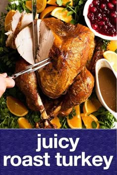 the cover of juicy roast turkey