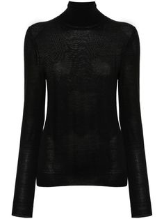 Saint Laurent Turtleneck Black Wool Pullover. Crafted from black wool, turtleneck, long sleeves, perforated details at the ribbed edges, tonal embroidered logo on the front, straight hem.Gender: WOMENMaterial: 100%WOOLColor: BlackMade in: ITProduct ID: 800713.Y76HF*Import tax/duty will be calculated at checkout (If applicable) Black Long Sleeve Cashmere Turtleneck, Black Cashmere Long Sleeve Turtleneck, Black Cashmere Funnel Neck Top, Black High Neck Cashmere Top, Workwear Fine Knit Funnel Neck Sweater, Black Merino Wool Top With Ribbed Collar, Fine Knit Funnel Neck Sweater For Work, Elegant Black Turtleneck With Ribbed Cuffs, Black Turtleneck With Ribbed Cuffs For Work