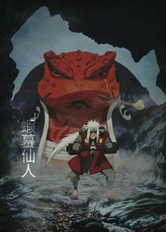 an anime character in front of a giant red dragon