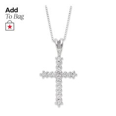 in stock Formal Diamond White Cross Diamond Necklace, Anniversary Diamond Cross Necklace With Accents, Anniversary Cross Diamond Necklace With Accents, Formal Diamond Necklace With Cross Pendant And Diamond Accents, Macy's 14k White Gold Jewelry For Formal Occasions, Formal Cross Pendant Diamond Necklace With Accents, Formal Diamond Cross Pendant Necklace With Accents, Formal Diamond Cross Necklace With Accents, Formal Cross Diamond Necklace With Accents