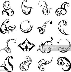 an abstract set of black and white designs