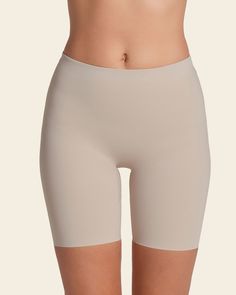 This innovative short is made of our signature DuraFit® moderate compression fabric to shape the tummy and upper thighs. The waistband is double-layered for extra shaping power in the tummy and waist. In addition to shaping, it also prevents chafing. It's soft on skin and hides cellulite for a smoothed-out look. It doesn't have any leg bands for total comfort. The back is specially designed for a natural butt-lifting effect. This shaper short has a seamless design to go undetectable under clothe Compression Shapewear With Wide Waistband, Short Leg, Compression Shapewear With Wide Waistband, Seamless Solid Short Length Shapewear, Seamless Solid Shapewear Mid-thigh Length, Seamless Compression Shapewear With Short Leg, Compressive Beige Shapewear Mid-thigh Length, Beige Compressive Mid-thigh Length Shapewear, Elegant Stretch Shorts, Elegant Beige Short Length Shapewear