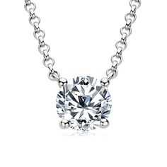 Elevate your elegance with the Solitaire Drop Necklace. This stunning necklace, crafted from 925 Sterling Silver and featuring VVS1 Moissanite, is an exquisite addition to your jewelry collection. Perfect for bridal wear or any special occasion, it radiates the brilliance of D color Moissanite diamonds. Material: 100% 925 Sterling Silver with 18k PVD Gold Plating Stone: D color VVS1 Moissanite (GRA Certified and 100% Diamond Tester Passable) Stone Size: 8mm (2.0 ct) Lightweight and Hypoallergenic Chain Length: 16" GRA Certificate included Why choose moissanite stone? Moissanite is a gemstone that some people choose over diamonds because it's more affordable, more durable and more brilliant. Moissanite is made of silicon carbide, while diamonds are made of carbon. Moissanite has a higher re Moissanite Pendant, Diamond Pen, Moissanite Necklace, Sterling Necklaces, Solitaire Necklaces, Sterling Silver Chain Necklace, Jewelry Images, Necklaces For Women, Stunning Necklace