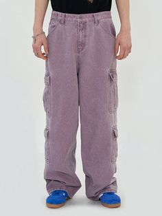 Editor's NotesUNALLOYED's trendy and casual cargo pants are made of 100% cotton fabric. These cargo pants go well with a trendy mood outfit.- Trendy, wide silhouette- Vintage mood with the natural colors - Pocket details- Daily and versatile itemMeasurements(in.)Size: S / M /  L- Total length: 40.94 in. / 41.73 in. / 42.51 in.- Waist: 15.35 in. / 16.33 in. / 17.32 in.- Front rise: 12.99 in. / 13.38 in. / 13.77 in.- Hip: 21.65 in. / 22.63 in. / 23.62 in.- Thigh: 13.58 in. / 14.17 in. / 14.76 in.- Hem: 9.44 in. / 9.84 in. / 10.23 in.*Model Info- Man: Height 6' / Bust 34.64in. / Waist 29.13in. / Wearing L size- Woman: Height 5'57 / Bust 29.52in. / Waist 22.83in. / Wearing L size*Depending on the measurement method, the Baggy Cotton Cargo Jeans With Patch Pockets, Trendy Relaxed Fit Cotton Cargo Pants, Purple Wide Leg Bottoms For Streetwear, Trendy Cotton Cargo Pants With Patch Pockets, Cotton Cargo Jeans With Multiple Pockets And Relaxed Fit, Baggy Cotton Cargo Pants In Purple, Trendy Cotton Parachute Pants With Multiple Pockets, Baggy Purple Cotton Cargo Pants, Purple Cotton Cargo Pants