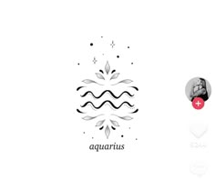 the logo for aquarius is shown in black and white, with an image of two people