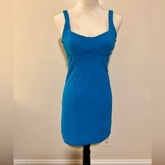 Add A Touch Of Elegance And Sexiness To Your Wardrobe With This Zara Women's Blue Bodycon Mini Dress. Perfect For Any Party Or Cocktail Event, This Dress Features A Sweetheart Neckline And A Sleeveless Design That Will Make You Stand Out In Any Crowd. The Dress Is Made Of High-Quality Polyester Material And Has A French Terry Fabric Type That Is Both Stretchy And Wrinkle-Resistant, Making It Perfect For Summer And Spring Seasons. This Dress Is A Size M And Has A Collarless Design With A Pullover Blue Stretch Dress With Spaghetti Straps, Sleeveless Bodycon Dress With Fitted Bodice For Night Out, Sleeveless Mini Dress With Fitted Bodice For Night Out, Blue Bodycon Dress With Fitted Bodice For Night Out, Blue Mini Dress With Fitted Bodice, Blue Stretch Lined Dress, Blue Fitted Sleeveless Summer Dress, Fitted Blue Sleeveless Summer Dress, Blue Sleeveless Dress With Spaghetti Straps And Stretch