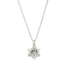 Western Wall Jewelry Symbolic Sterling Silver Star Charm Jewelry, Symbolic Sterling Silver Jewelry With Star Charm, Sterling Silver Star Charm Jewelry, Silver Star Necklace Tarnish Resistant, Symbolic Star Charm Pendant Necklace, Symbolic Pendant Necklace With Star Charm, White Gold Pendant Necklace With Star Charm, Silver Engraved Star Of David Necklace, Silver Star Of David Jewelry Tarnish Resistant