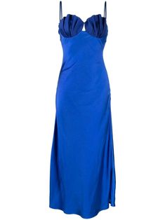 Midi Dress Blue, Rachel Gilbert, Satin Midi Dress, Dope Outfits, Bustiers, Blue Midi Dress, Blue Satin, Sapphire Blue, Cocktail Dress Party