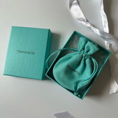 Authentic Tiffany Jewelry Blue Box With The Pouch And White Ribbon Included. Brand New And No Defect. Elegant Turquoise Bag For Gift, Expensive Fashion, Tiffany And Co Jewelry, Tiffany Jewelry, Blue Box, White Ribbon, Tiffany Blue, The Pouch, Brand Packaging