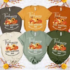 🦃ABOUT : Custom Name Thanksgiving Shirt Family Shirts Available in autumn colors: mustard, olive green, burgundy, black, cream, Sage, Army and Autumn High-quality print that won't fade or peel Comfortable, soft fabric suitable for all-day wear Sizes available from S to 2XL for the whole family 👉 PREMIUM QUALITY OPTIONS: Bella Canvas: Soft, stylish t-shirt with a modern fit 👉 ORDER PROCESS: Choose your preferred shirt color Select sizes for each family member In the personalization field, ente Matching Thanksgiving Shirts, Family Thanksgiving, Thanksgiving Shirt, Thanksgiving Shirts, Fall Family, Autumn Colors, Family Shirts, Modern Fit, Favorite Things Gift