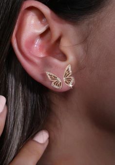 Elevate your style with these enchanting Butterfly Earrings crafted with precision and love. Made from high-quality 925 sterling silver, these earrings are a perfect blend of elegance and charm. Each piece is delicately handmade to ensure a unique and special touch, making them an ideal gift for her on any occasion. Key Features: Material: 925 Sterling Silver Style: Handmade Minimalist Earring Design: Gold Butterfly Studs Perfect for: Bridesmaid Gifts, Dainty Earrings Why Choose Our Butterfly Ea Butterfly Shaped Jewelry With Matching Earrings For Anniversary, Butterfly-shaped Jewelry With Matching Earrings For Anniversary, Butterfly-shaped Wedding Jewelry With Matching Earrings, Silver Dainty Butterfly Earrings, Dainty Silver Butterfly Earrings, Pierced Butterfly Jewelry For Anniversary, Delicate Butterfly Jewelry With Matching Earrings, Rose Gold Crystal Earrings For Pierced Ears As Gift, Rose Gold Crystal Earrings As A Gift