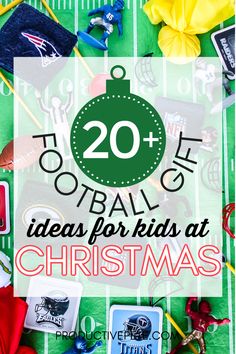 a football field with the words 20 football ideas for kids at christmas