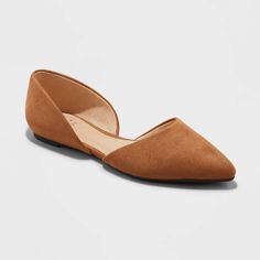 These Julie Ballet Flats from A New Day™ in a neutral color make a smart casual and versatile addition to your everyday footwear. Designed with a closed pointed toe, they bring a chic finish to any outfit. The flat medium-width shoes come with cushioned insoles and a slip-on design for comfortable and easy wear. Pair them with casual or dressy outfits to elevate your look. A New Day™: Style that goes wherever you do. Pointed Ballet Flats, Pointed Flats, Brown Flats, Womens Ballet Flats, Pointed Toe Flats, Black Flats, A New Day, Shoe Collection, Flat Shoes Women